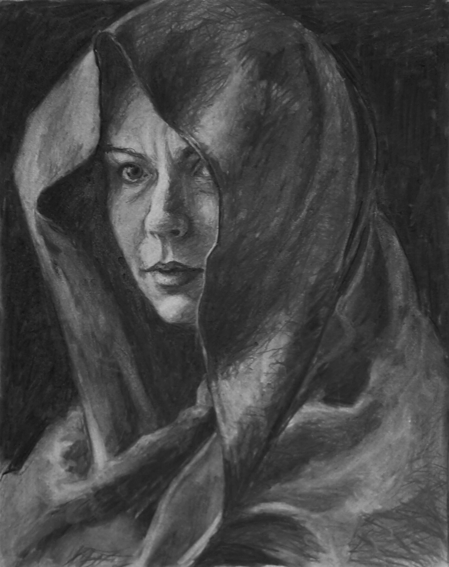 Charcoal study for A Little Blue